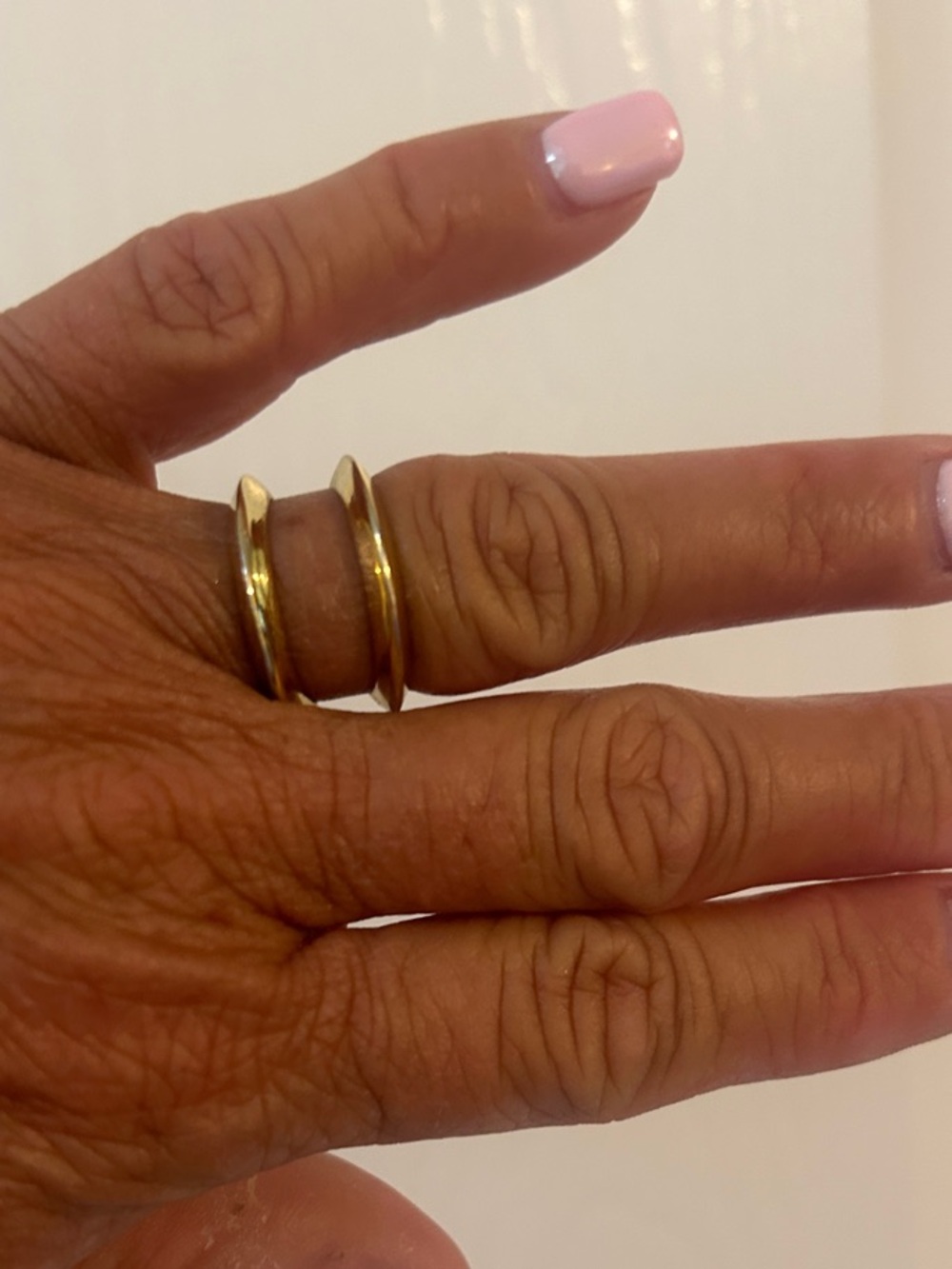 Gold Colored Double-Band Fashion Ring - Women's Jewelry